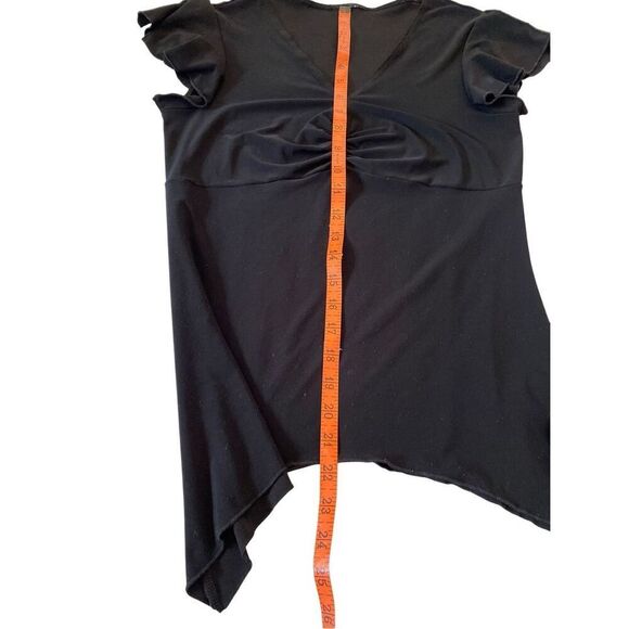 Y2K Style V Neck Sharkbite Hem T Shirt Split Sleeve Vintage Coquette Cottage - Picture 9 of 11